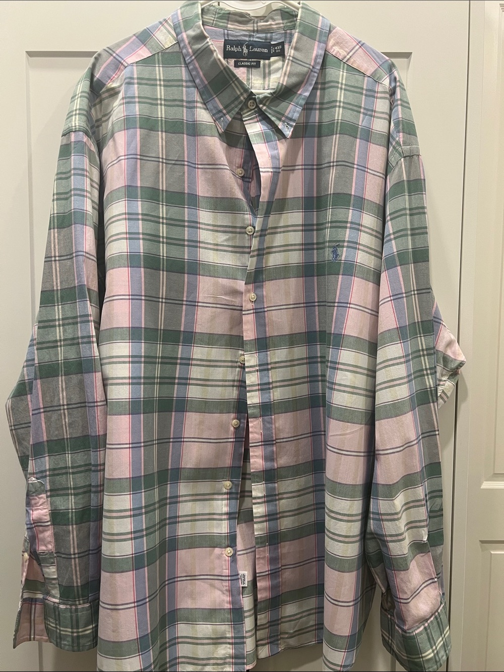 Ralph Lauren Pastel Pink & Sage Plaid Button-Down Shirt